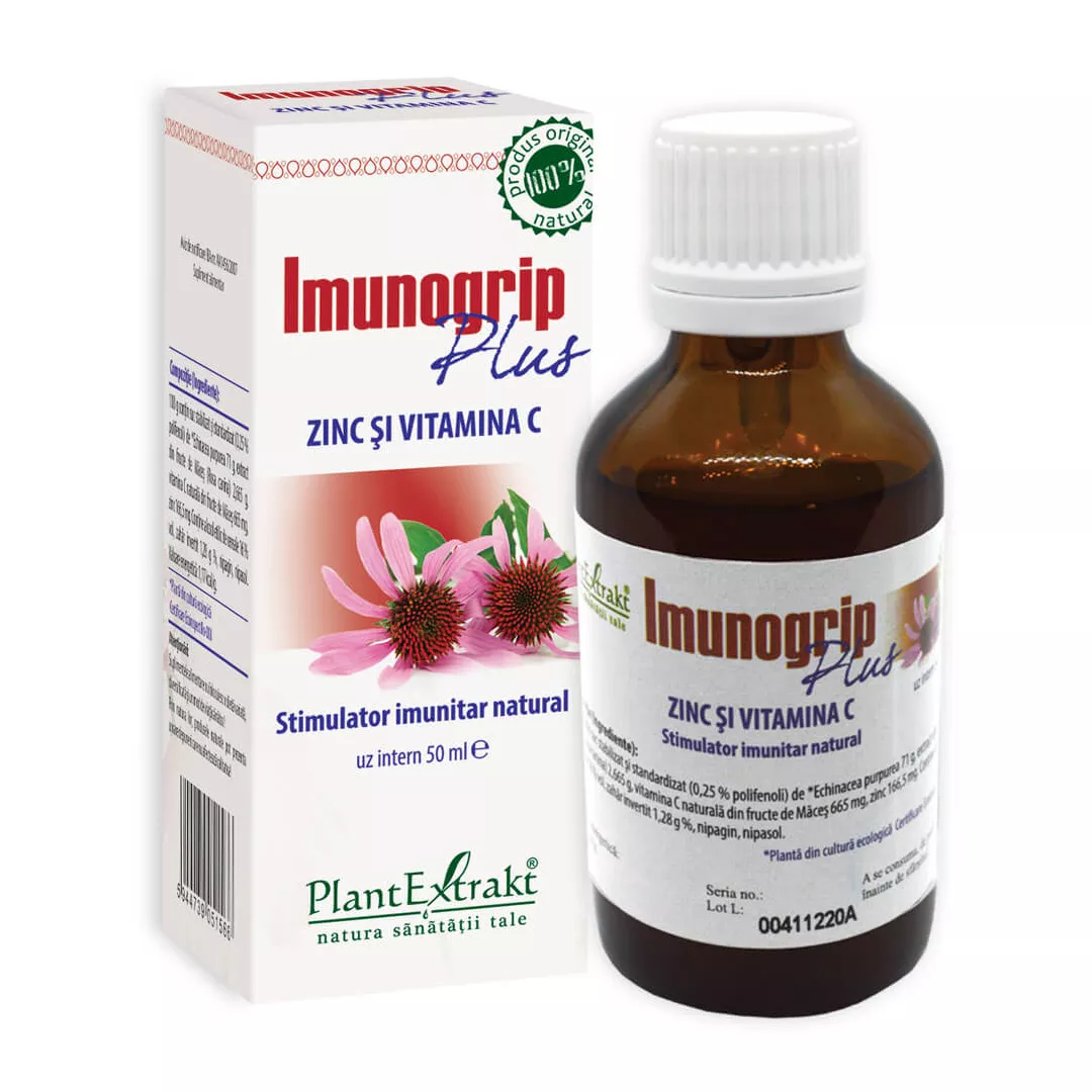 Imunogrip Plus Zinc si vitamina C, 50 ml, Plant Extrakt, [],farmaciabajan.ro