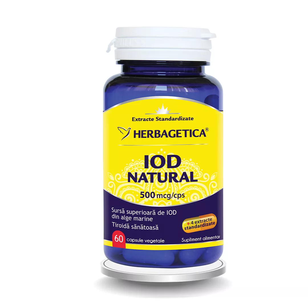 Iod Natural 500 mcg, 60 capsule, Herbagetica, [],farmaciabajan.ro