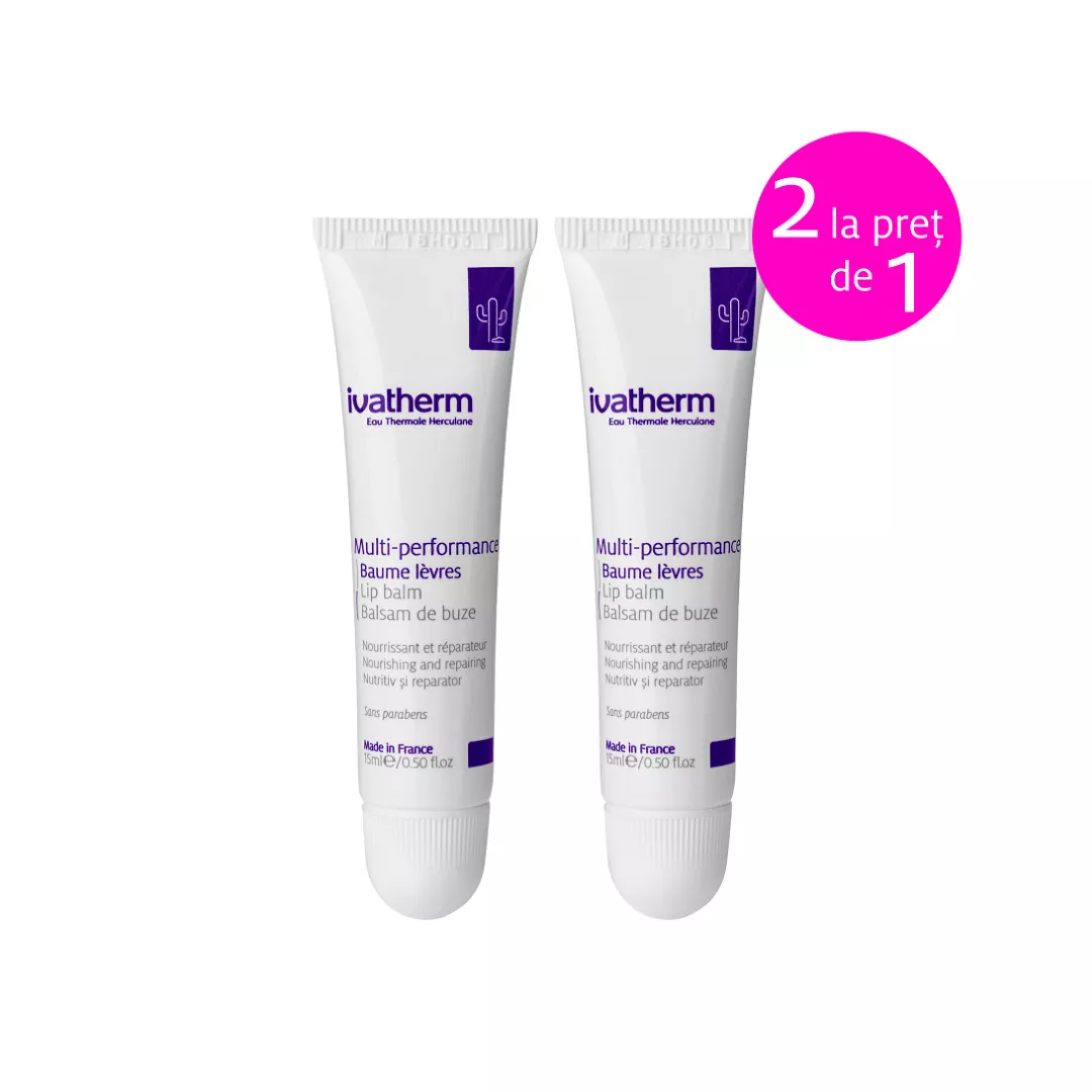Ivatherm Pachet Multi-Performance Balsam buze, 15 ml 1+1, [],farmaciabajan.ro