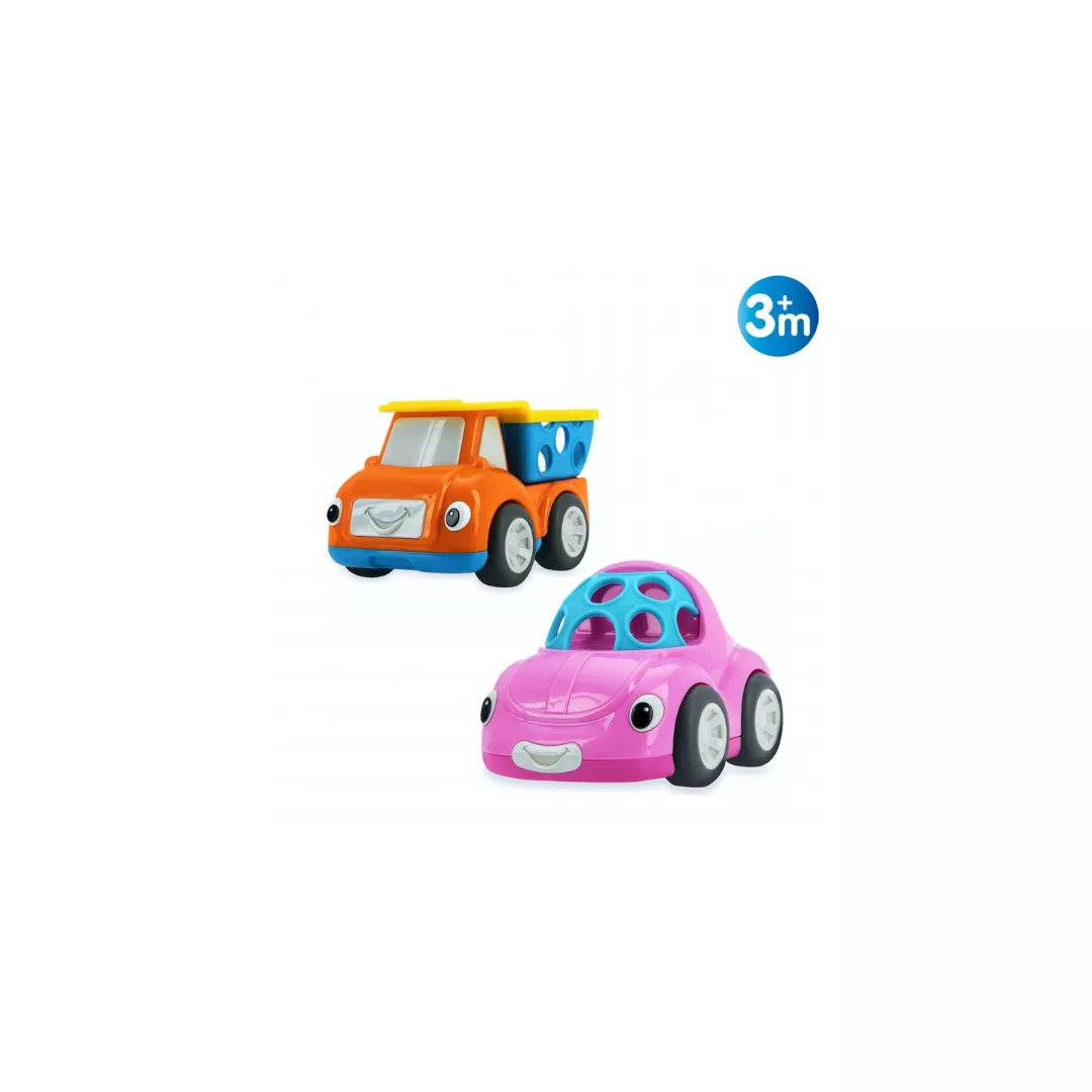 Jucarie auto zornaitoare, masinuta roz/basculanta orange, +3 luni, Nuby, [],farmaciabajan.ro