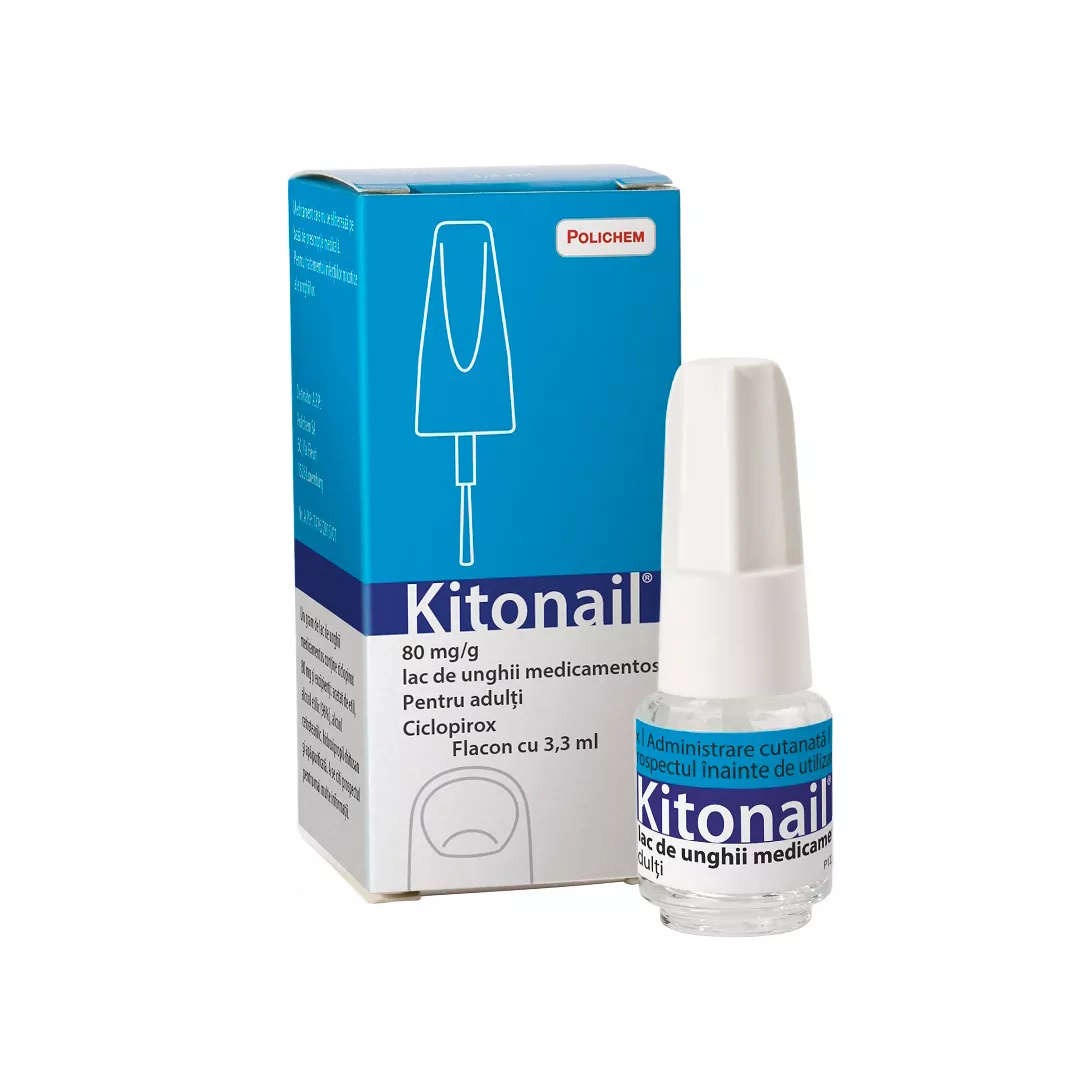 Kitonail 80 mg/g, lac unghii medicamentos, 3,3 ml, Polichem, [],farmaciabajan.ro