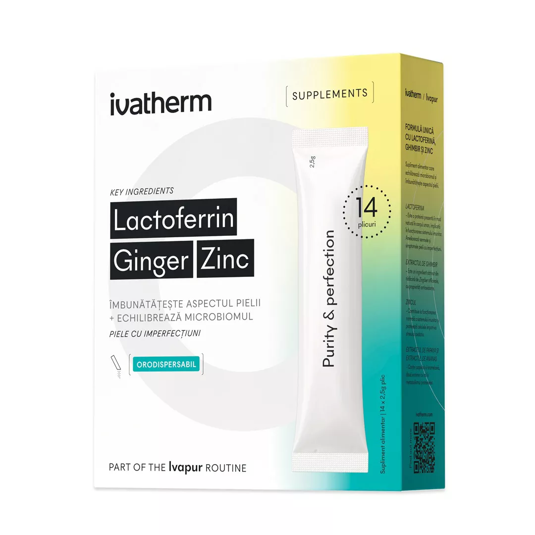 Lactoferrin Ginger Zinc, 14 plicuri orodispersabile, Ivatherm, [],farmaciabajan.ro