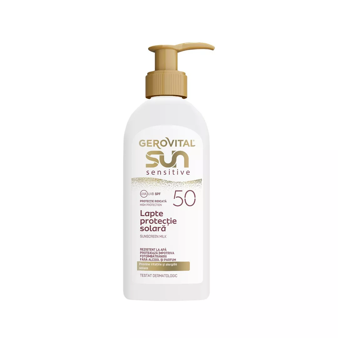 Lapte de corp cu protectie solara SPF 50 Sun Sensitive, 200 ml, Gerovital, [],farmaciabajan.ro