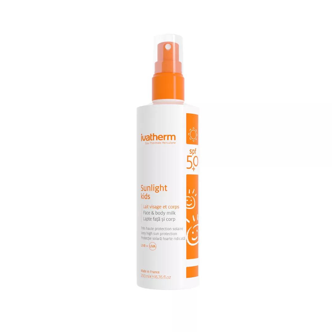 Lapte pentru copii cu protectie solara SPF 50+ Sunlight, 200 ml, Ivatherm, [],farmaciabajan.ro