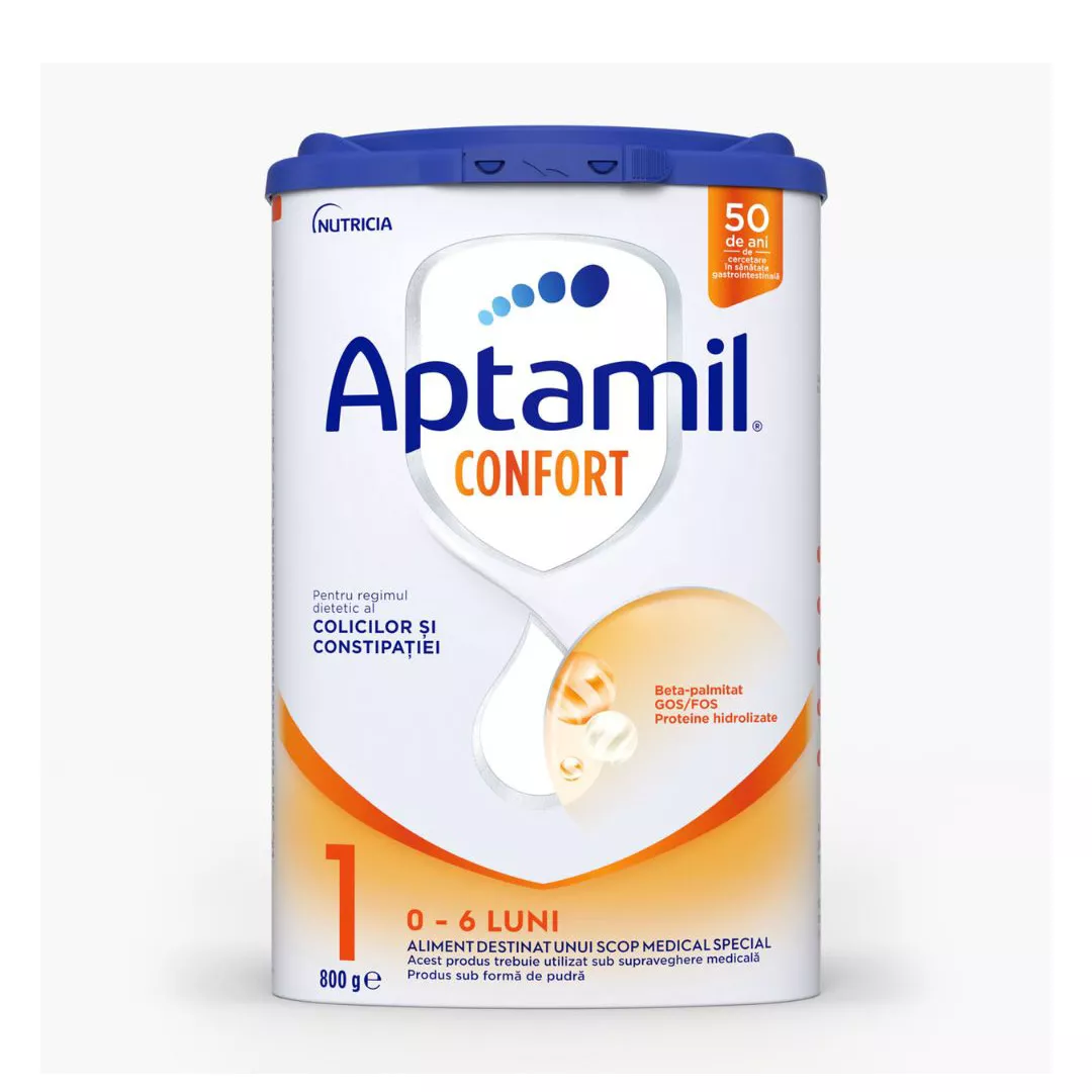 Lapte praf Aptamil Confort 1, 0-6 luni, 800 g, Nutricia, [],farmaciabajan.ro