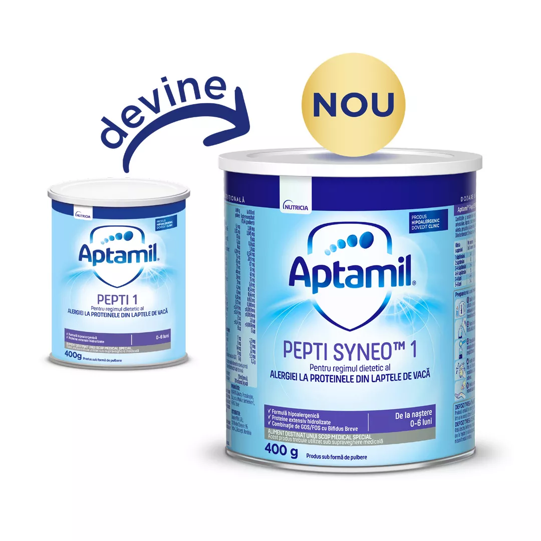 Lapte praf Aptamil  Pepti Syneo 1, 400 g, de la nastere, Nutricia, [],farmaciabajan.ro