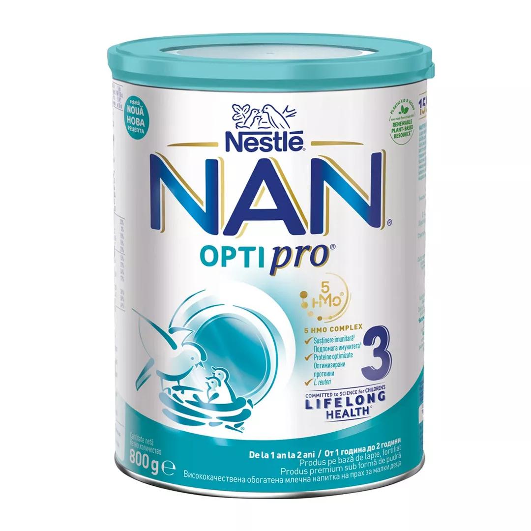 Lapte praf NAN 3 Optipro, 1-2 ani, 800 g, Nestle, [],farmaciabajan.ro