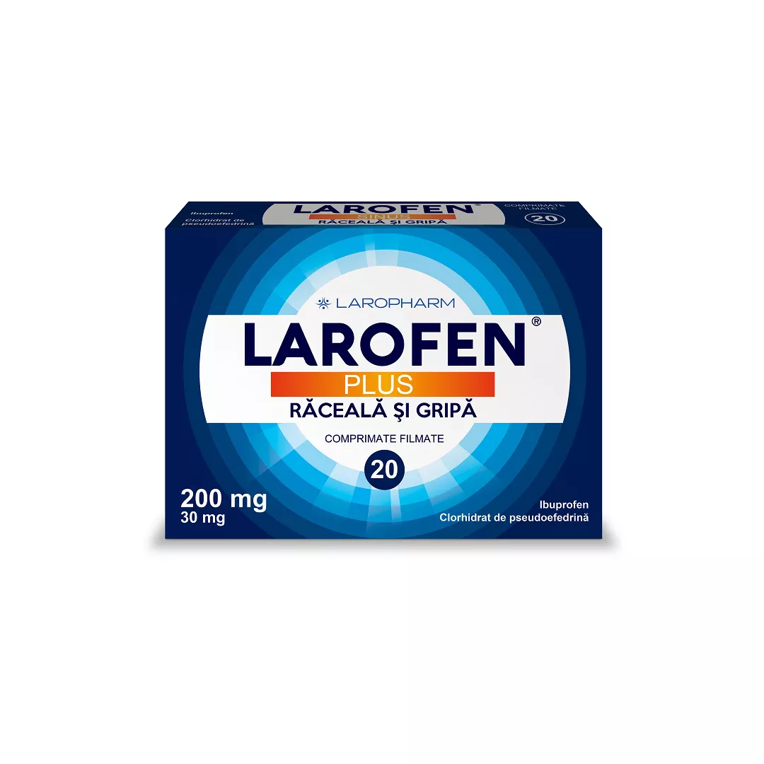 Larofen Plus raceala si gripa, 20 comprimate, Laropharm, [],https:farmaciabajan.ro