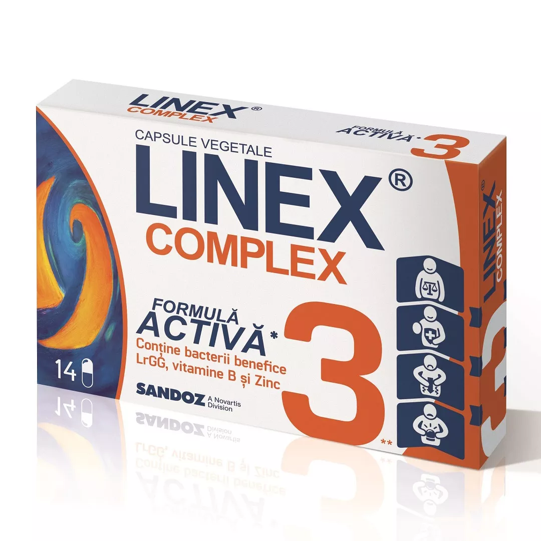 Linex Complex, 14 capsule vegetale, Sandoz, [],farmaciabajan.ro