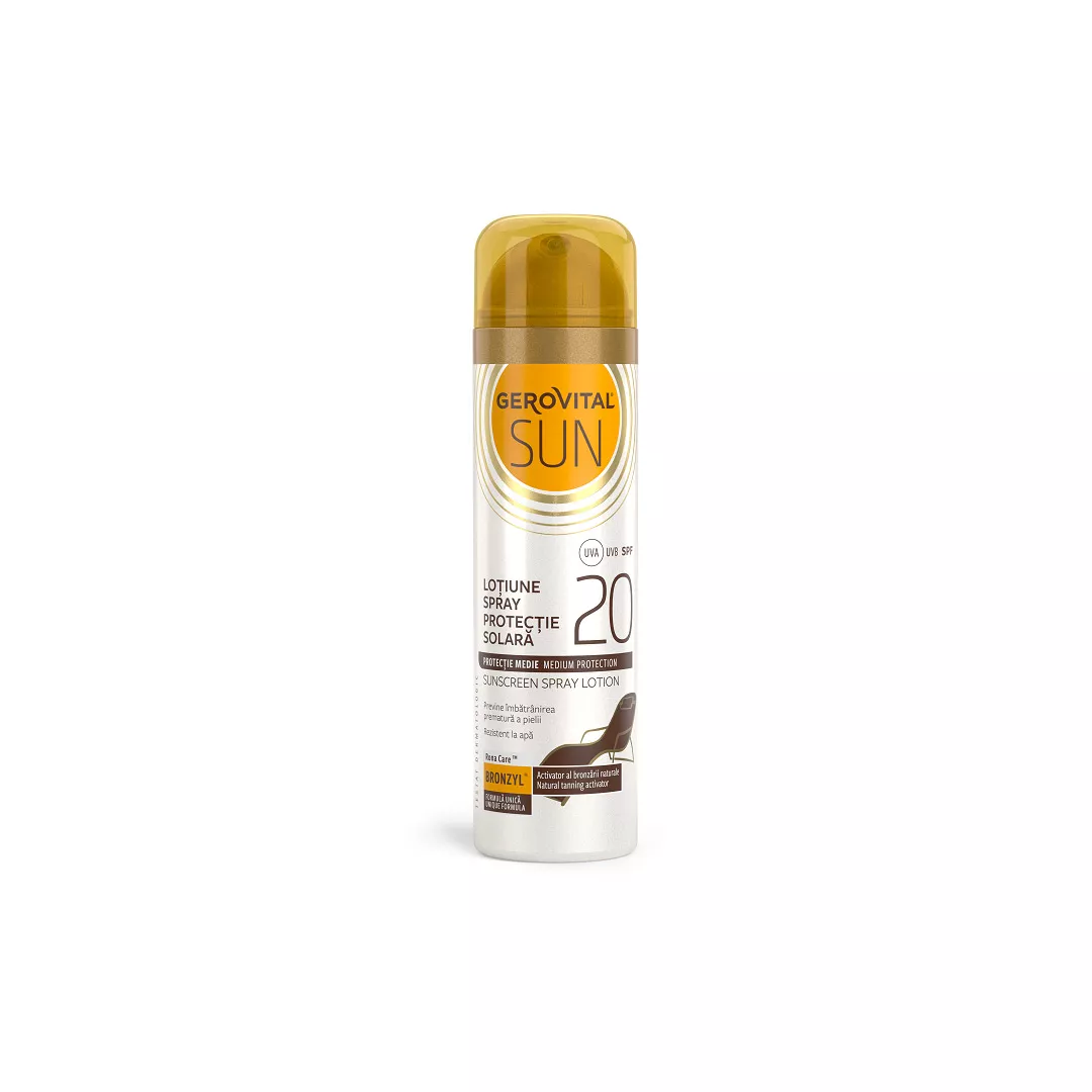 Lotiune spray protectie solara SPF 20 Sun, 150 ml, Gerovital, [],farmaciabajan.ro