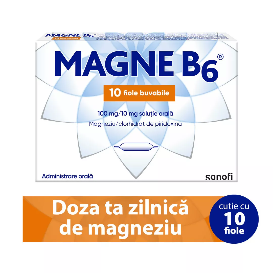 Magne B6, 100 mg/10 mg, 10 fiole, Sanofi, [],farmaciabajan.ro