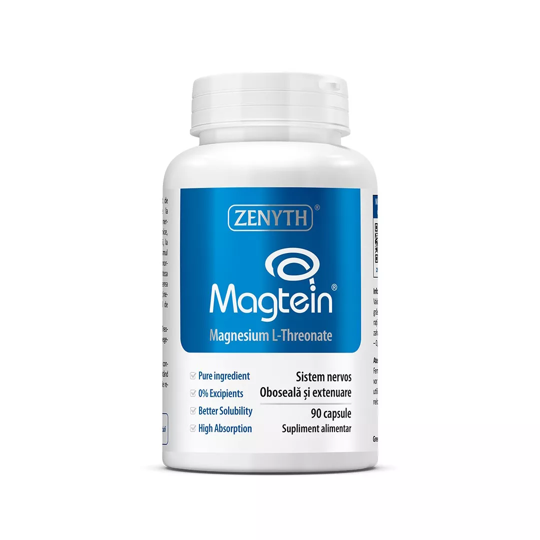 Magnesium L-Threonate Magtein, 90 capsule, Zenyth, [],farmaciabajan.ro