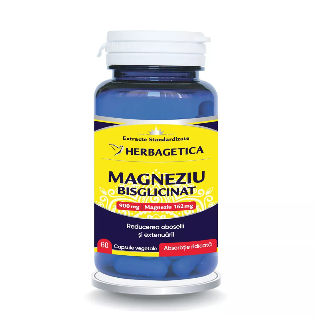 Magneziu Bisglicinat, 60 capsule vegetale, Herbagetica, [],farmaciabajan.ro