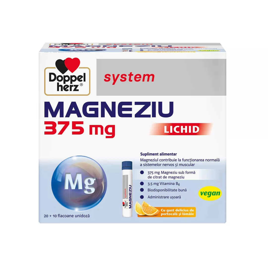 Magneziu lichid System, 375 mg, 30 flacoane, Doppelherz, [],farmaciabajan.ro