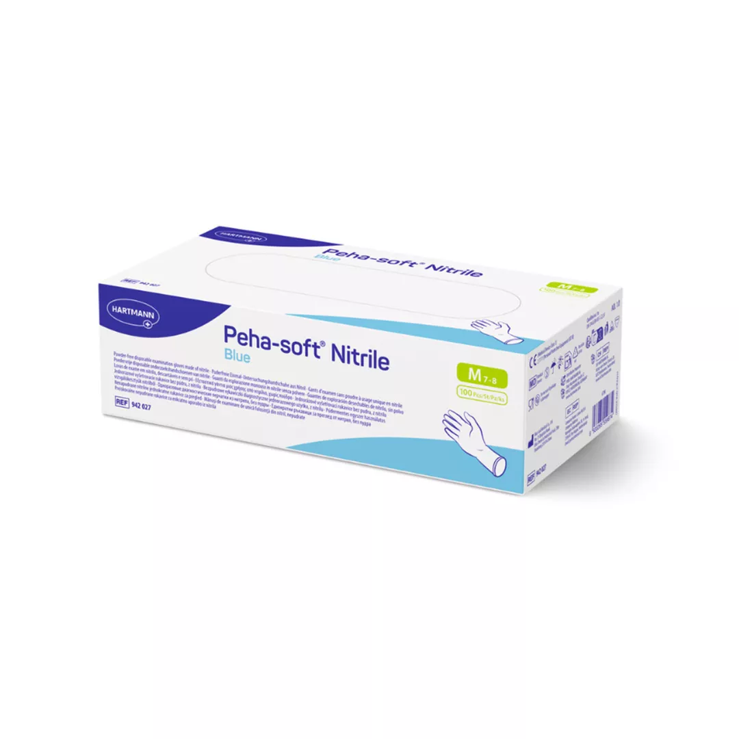 Manusi din nitril nepudrate Peha-Soft, marimea M, 100 bucati, Hartmann, [],farmaciabajan.ro