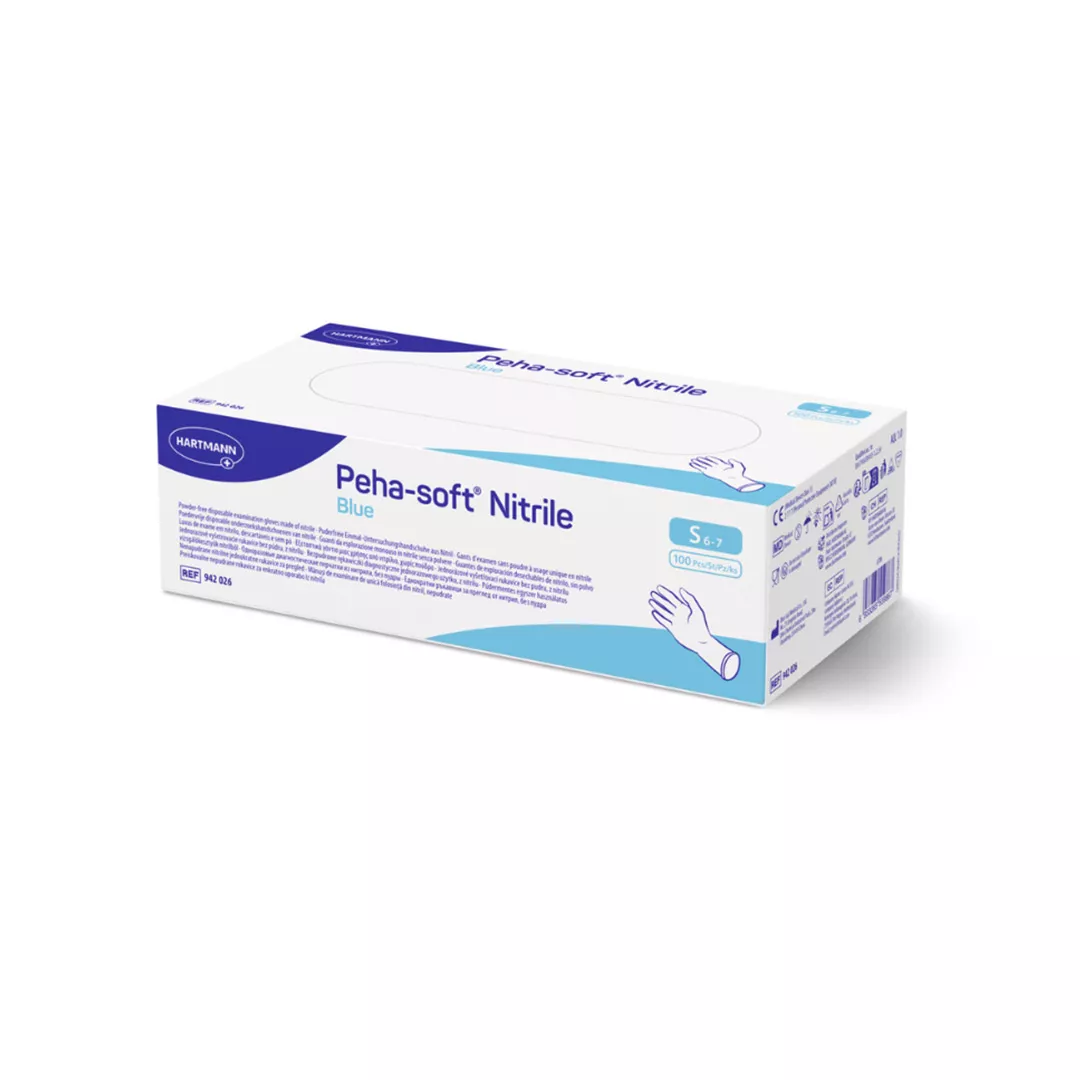 Manusi nepudrate din nitril Peha-Soft, Marimea S, 100 bucati, Hartmann, [],farmaciabajan.ro