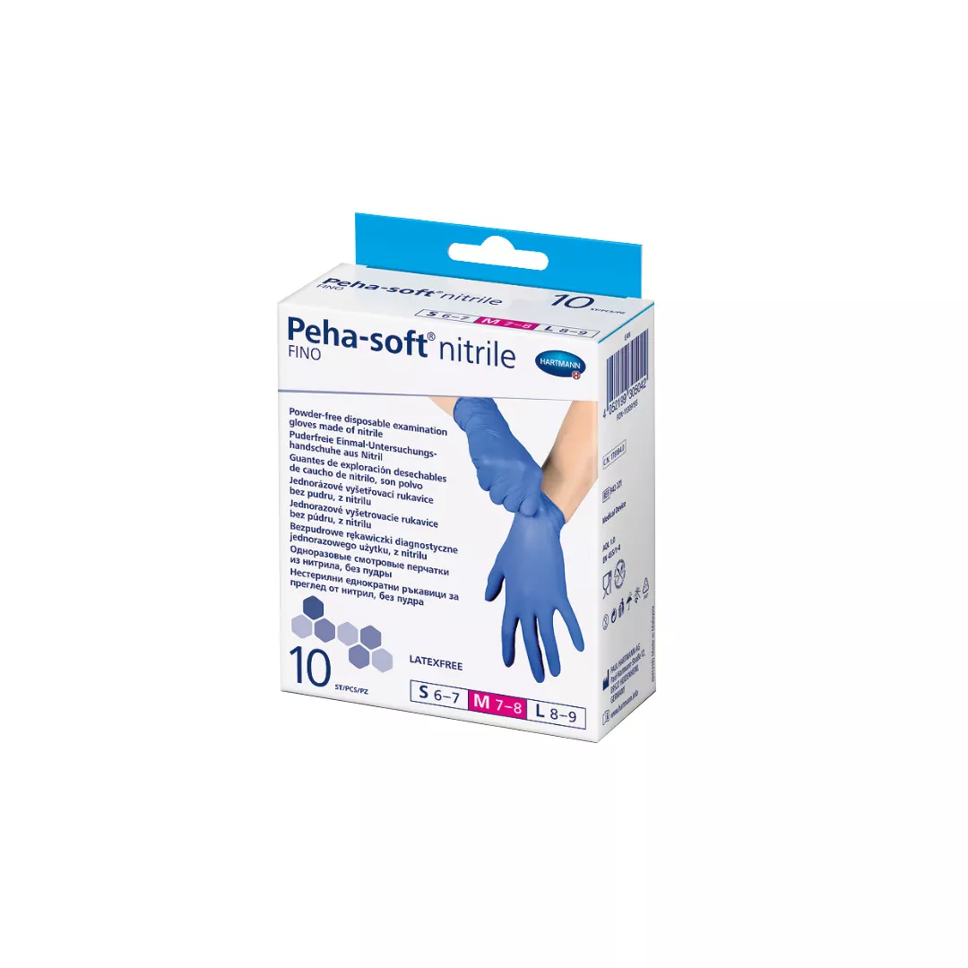 Manusi de examinare Peha-soft nitril FINO, marime M, 1 cutie/10 bucati, Hartmann, [],farmaciabajan.ro