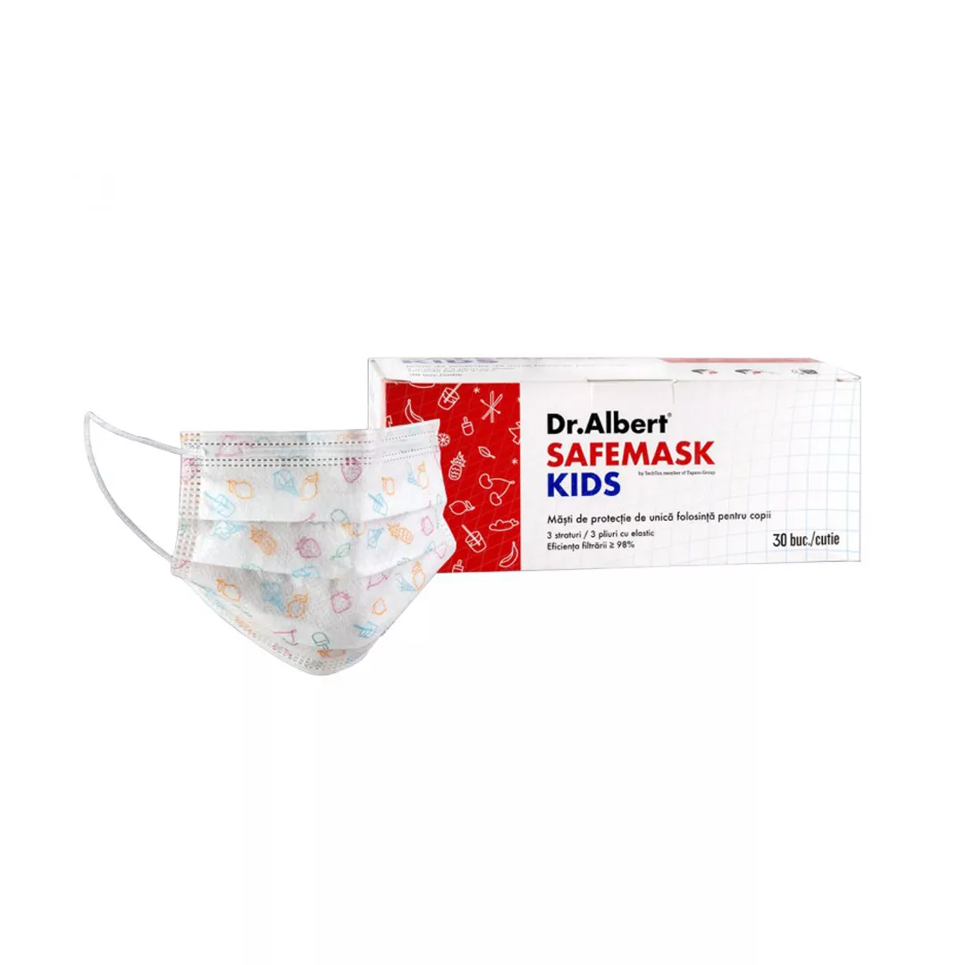 Masca de protectie pentru copii, set 30 buc, Dr. Albert, [],farmaciabajan.ro