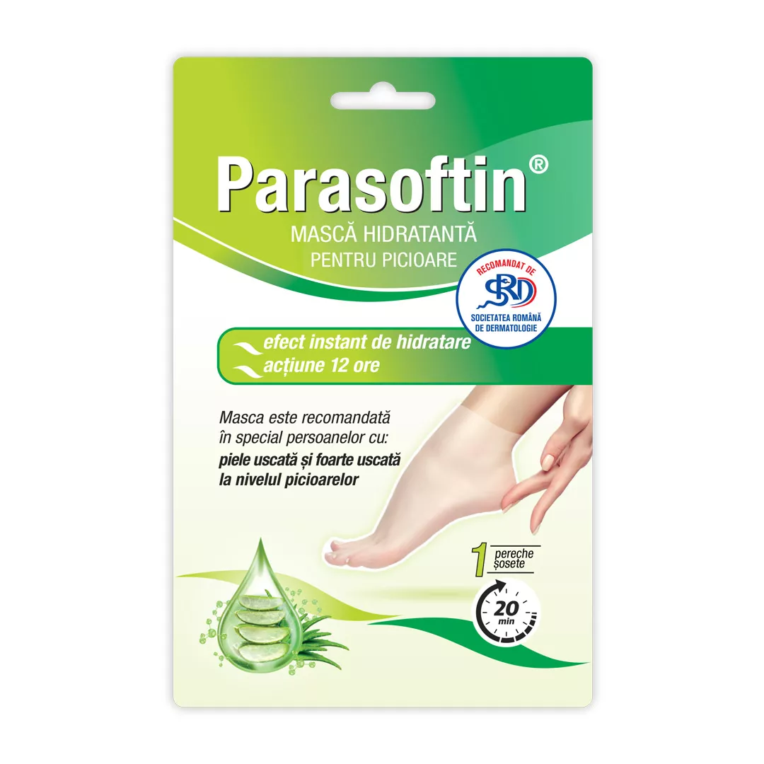 Masca hidratanta pentru picioare Parasoftin, 1 pereche, Zdrovit, [],farmaciabajan.ro
