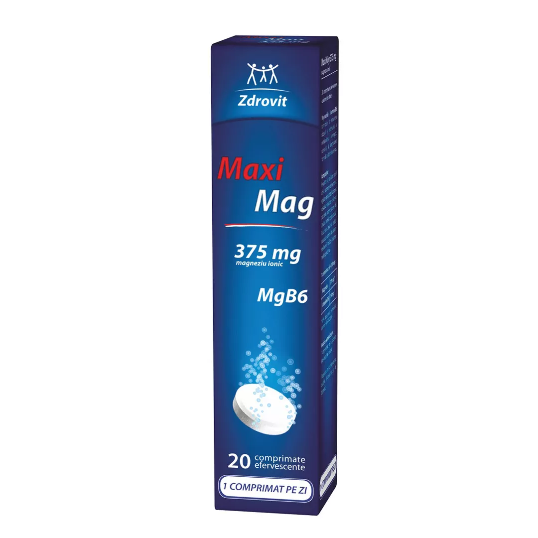 MaxiMag, 375 mg, 20 comprimate efervescente, Zdrovit, [],farmaciabajan.ro