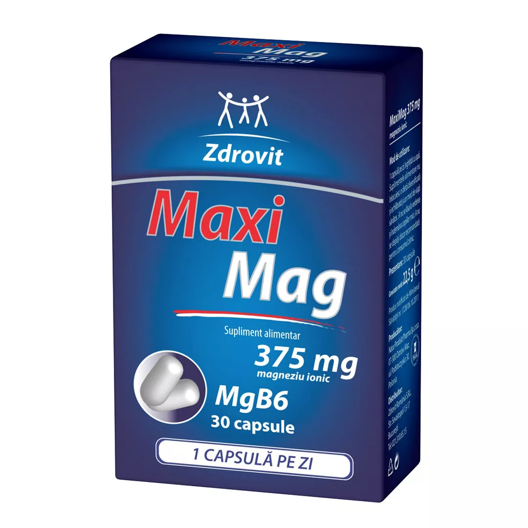 MaxiMag, 375 mg, 30 capsule, Zdrovit, [],farmaciabajan.ro