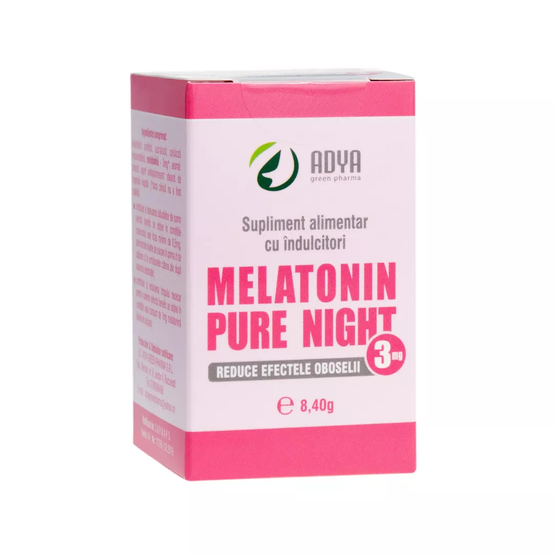 Melatonin Pure Night 3 mg, 60 comprimate, Adya Green Pharma, [],https:farmaciabajan.ro