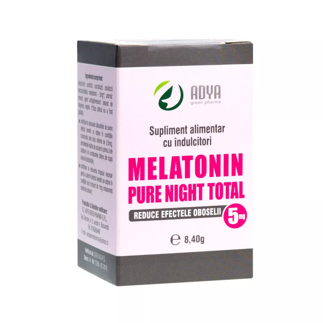 Melatonin Pure Night 5 mg, 60 comprimate, Adya Green Pharma, [],https:farmaciabajan.ro