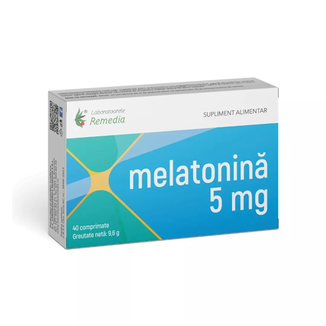 Melatonina, 5 mg, 40 comprimate, Remedia, [],farmaciabajan.ro