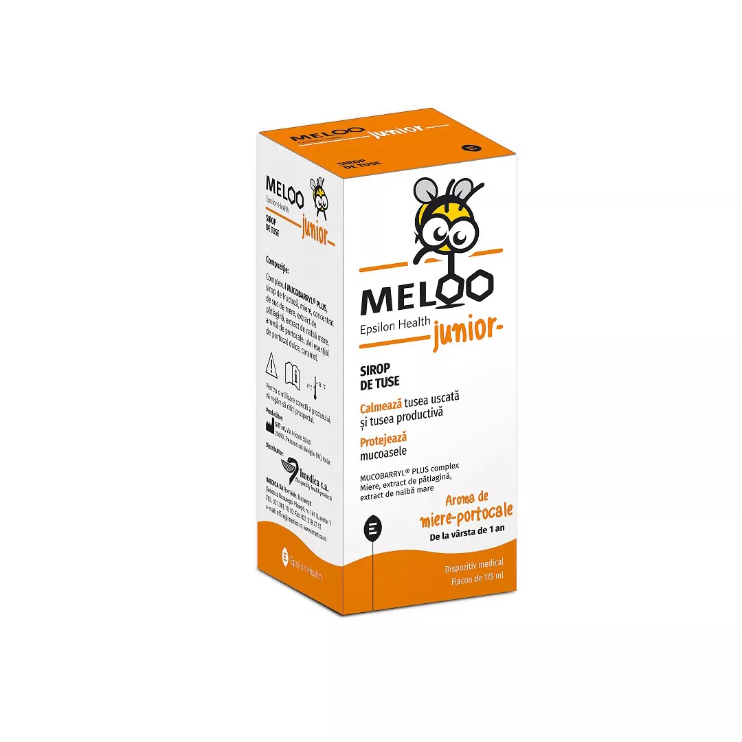 Meloo Junior sirop Miere si Portocale, 175 ml, Epsilon Health, [],farmaciabajan.ro