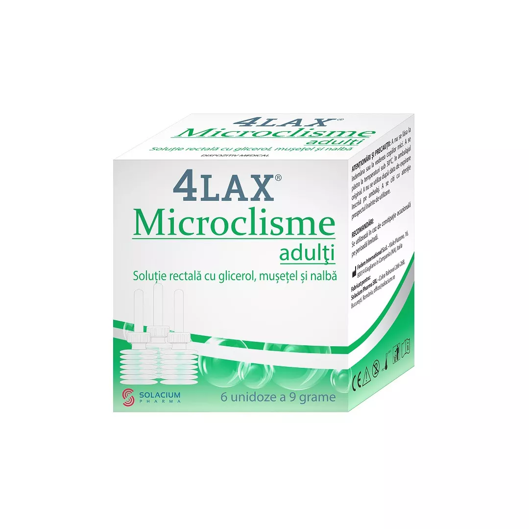 Microclisme adulti 4Lax, 6 unidoze x 9 g, Solacium Pharma, [],https:farmaciabajan.ro