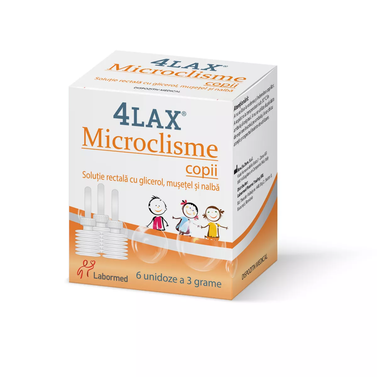 Microclisme copii 4Lax, 6 unidoze x 3 g, Solacium Pharma, [],farmaciabajan.ro