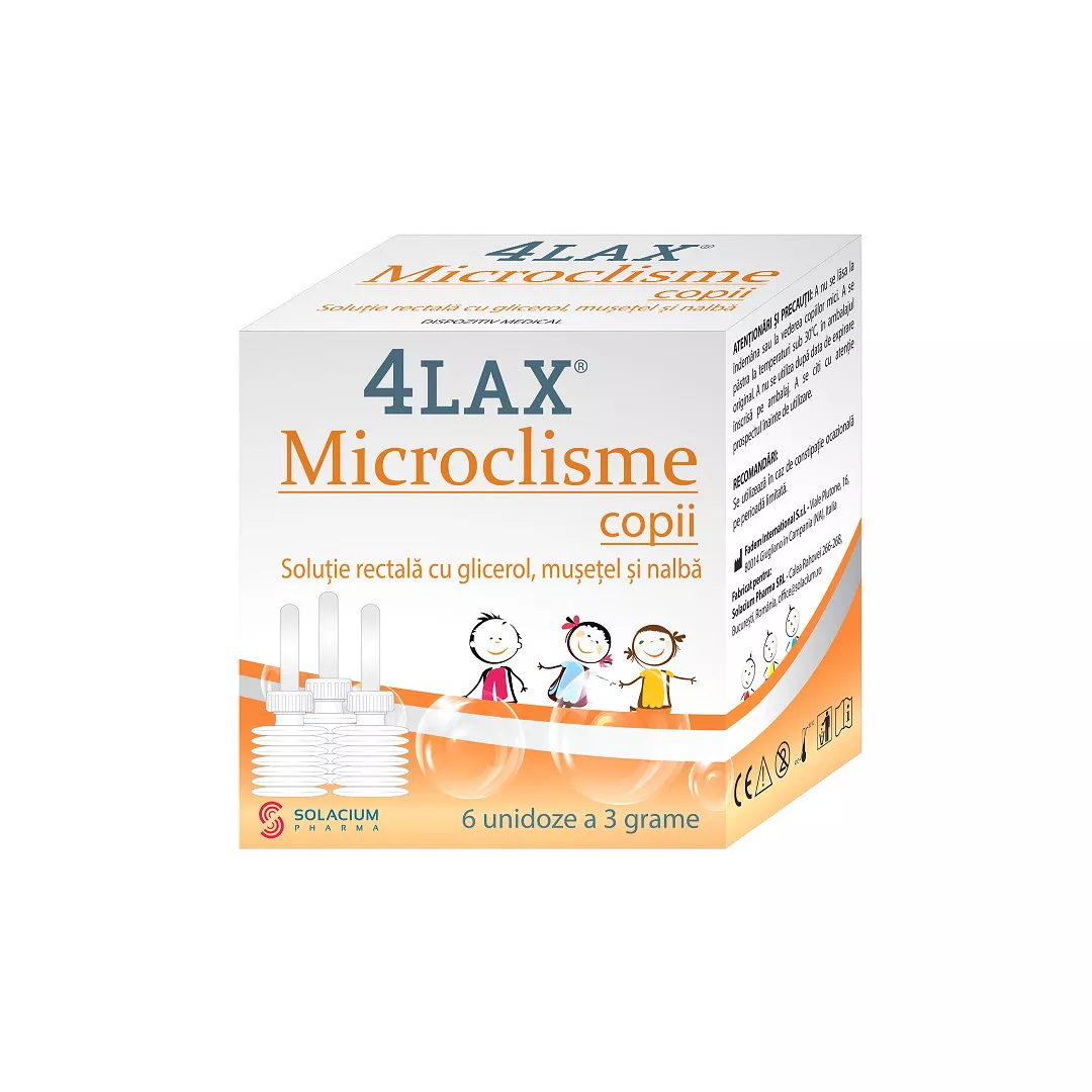 Microclisme copii 4Lax, 6 unidoze x 3 g, Solacium Pharma, [],https:farmaciabajan.ro