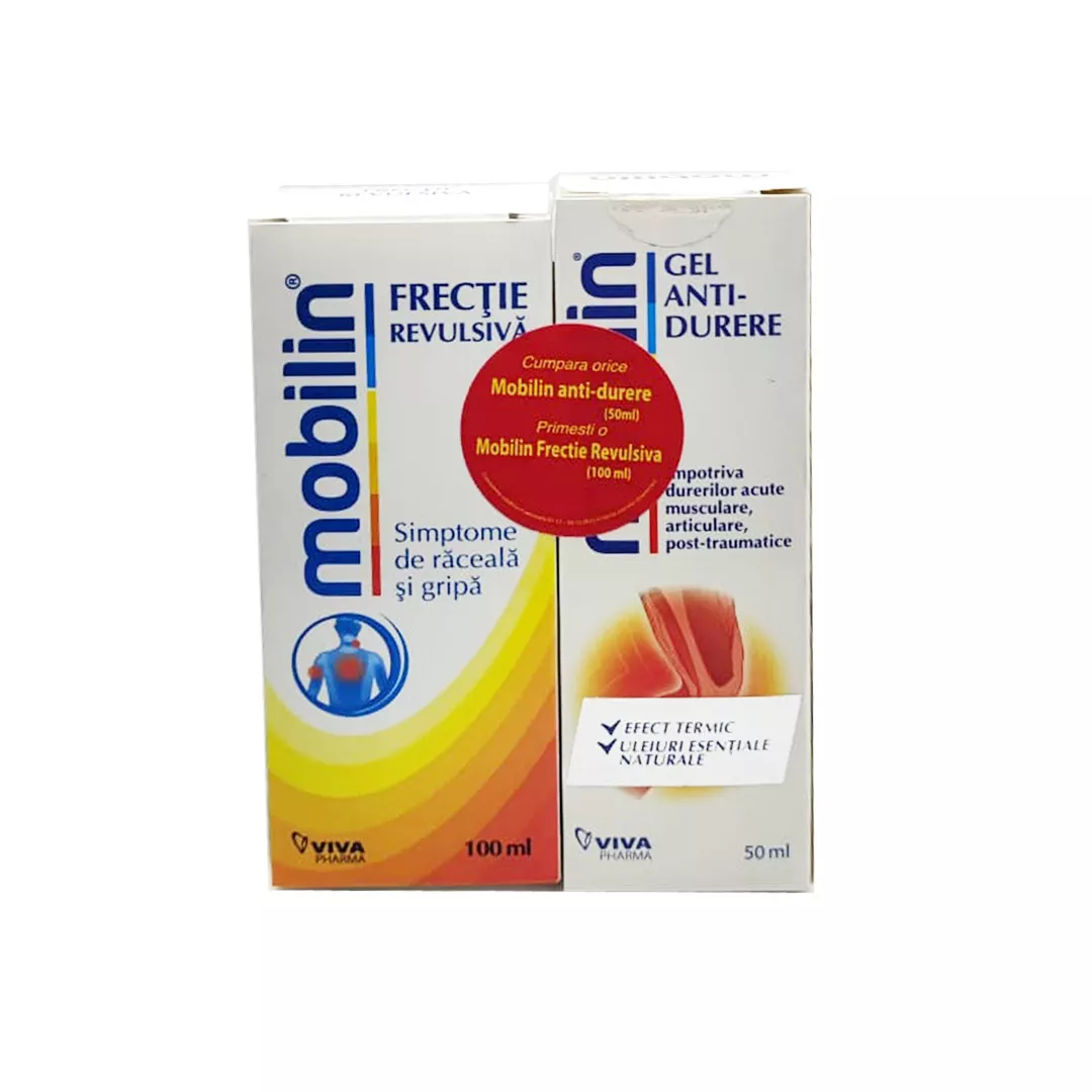 Mobilin Gel Anti-Durere, 50 ml + Mobilin Frectie 50 ml, Viva Pharma, [],farmaciabajan.ro