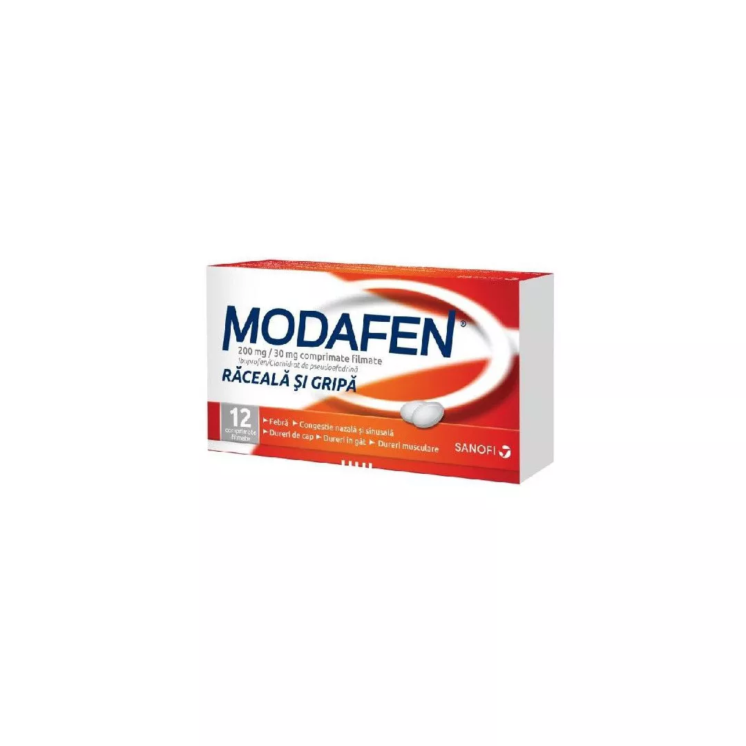 Modafen Raceala si Gripa, 12 comprimate filmate, [],farmaciabajan.ro