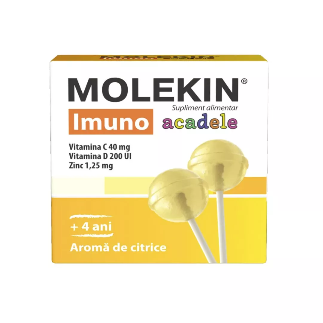 Molekin Imuno Kids cu aroma de citrice 4 ani+, 12 acadele, Zdrovit, [],farmaciabajan.ro