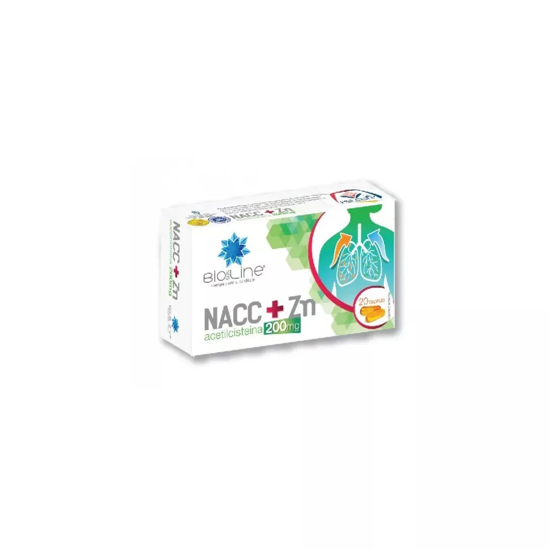 NACC+Zn 200 mg, 20 capsule, Helcor, [],farmaciabajan.ro