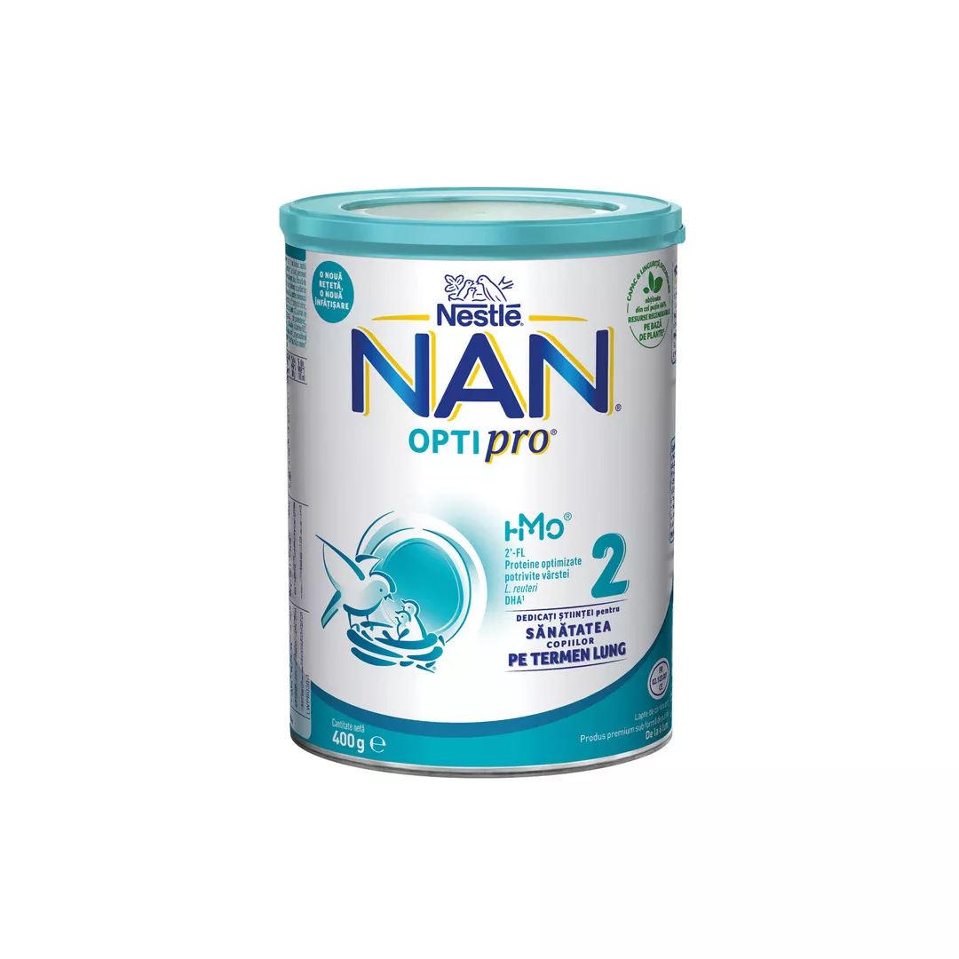Lapte praf Nan 2 Optipro Premium +6 luni, 400 g, Nestle, [],https:farmaciabajan.ro
