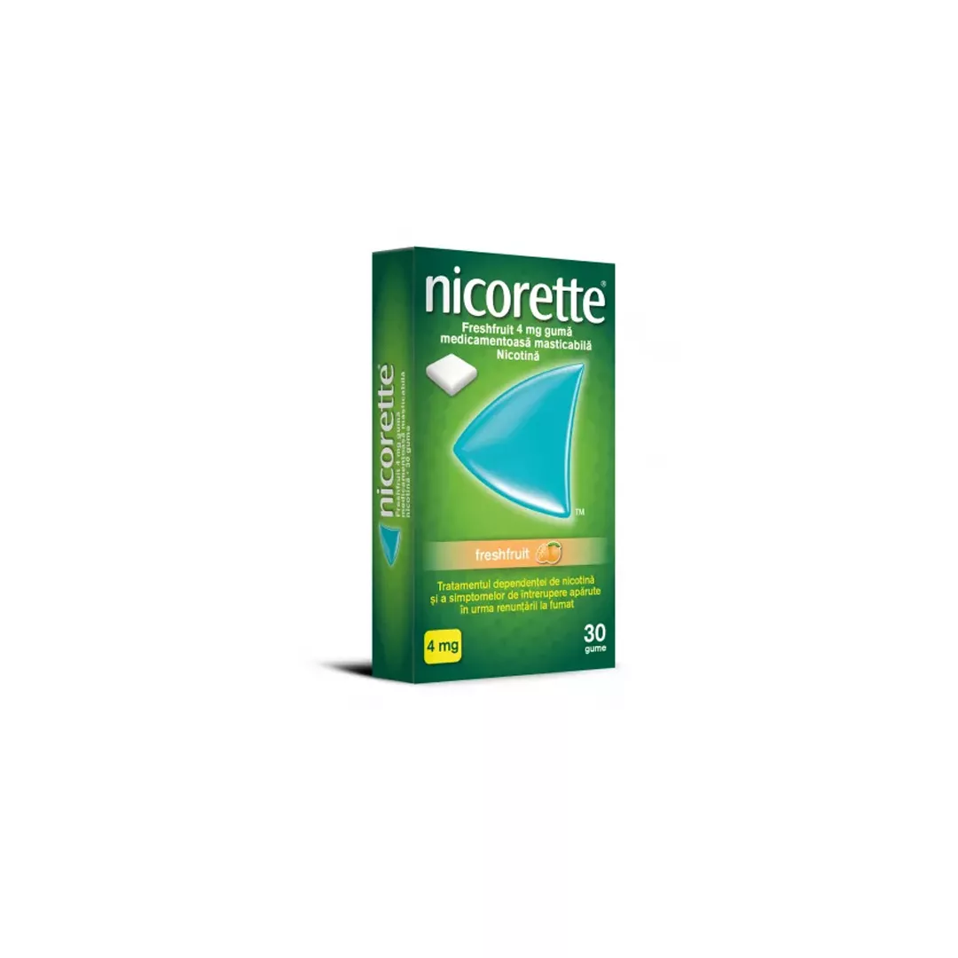 Nicorette Freshfruit guma de mestecat impotriva fumatului 4mg, 30 gume, Mcneil, [],farmaciabajan.ro