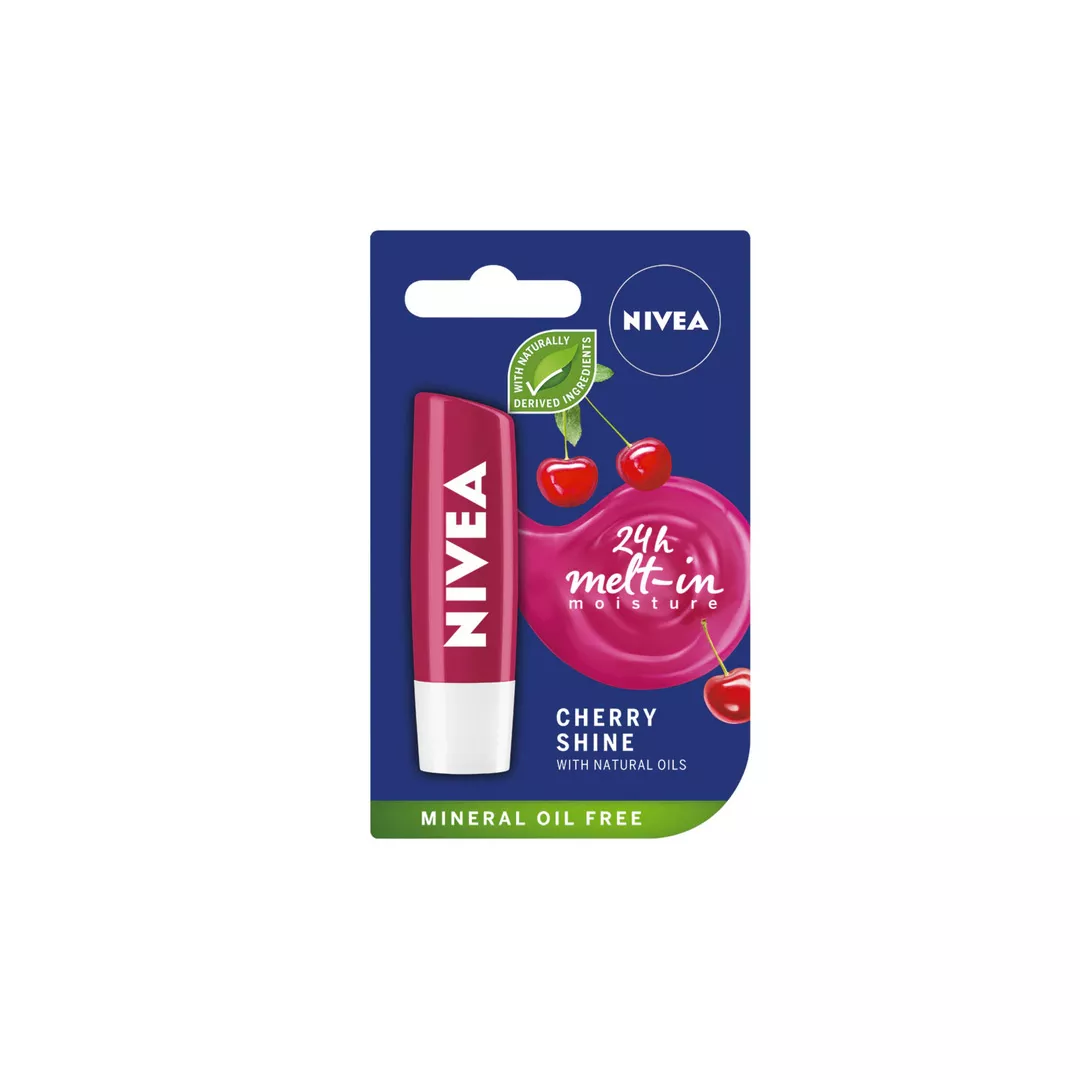 Balsam de buze Nivea Lip Care Cherry Shine, 4.8 g, [],farmaciabajan.ro