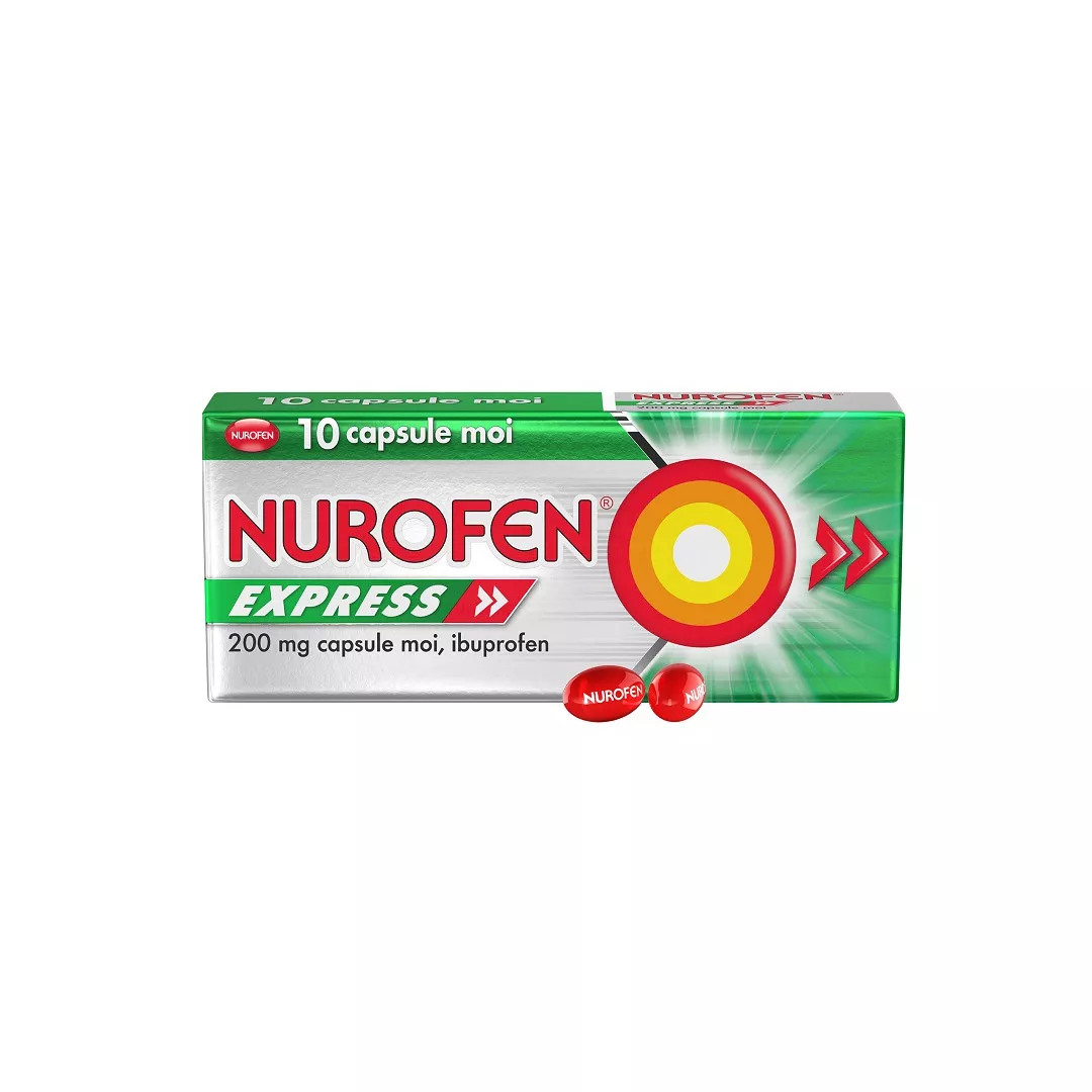 Nurofen Express, 200 mg, 10 capsule moi, Reckitt Benckiser, [],https:farmaciabajan.ro