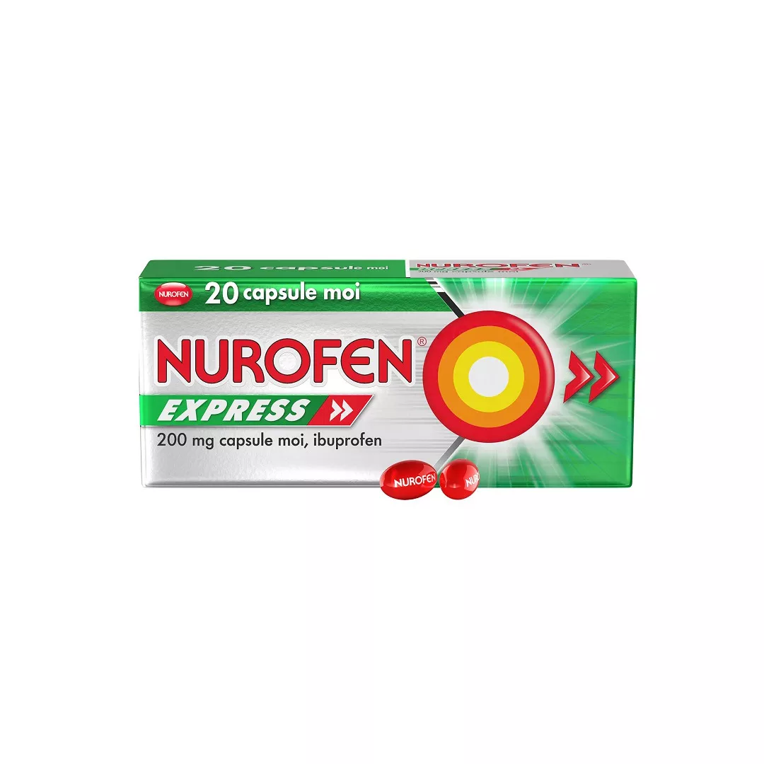 Nurofen Express, 200 mg, 20 capsule moi, Reckitt Benckiser, [],https:farmaciabajan.ro