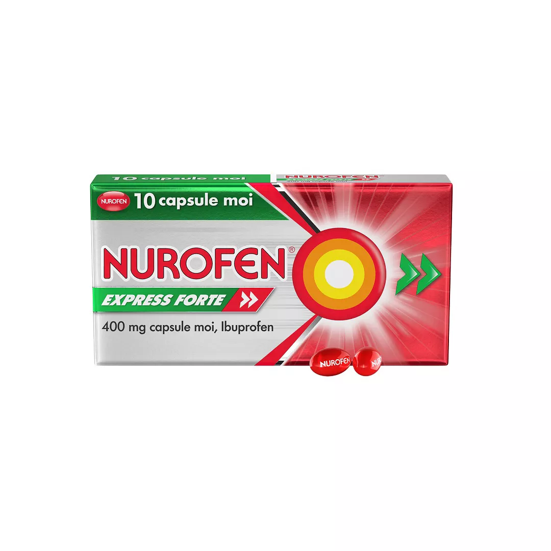 Nurofen Express Forte, 400 mg, 10 capsule moi, Reckitt Benckiser, [],https:farmaciabajan.ro