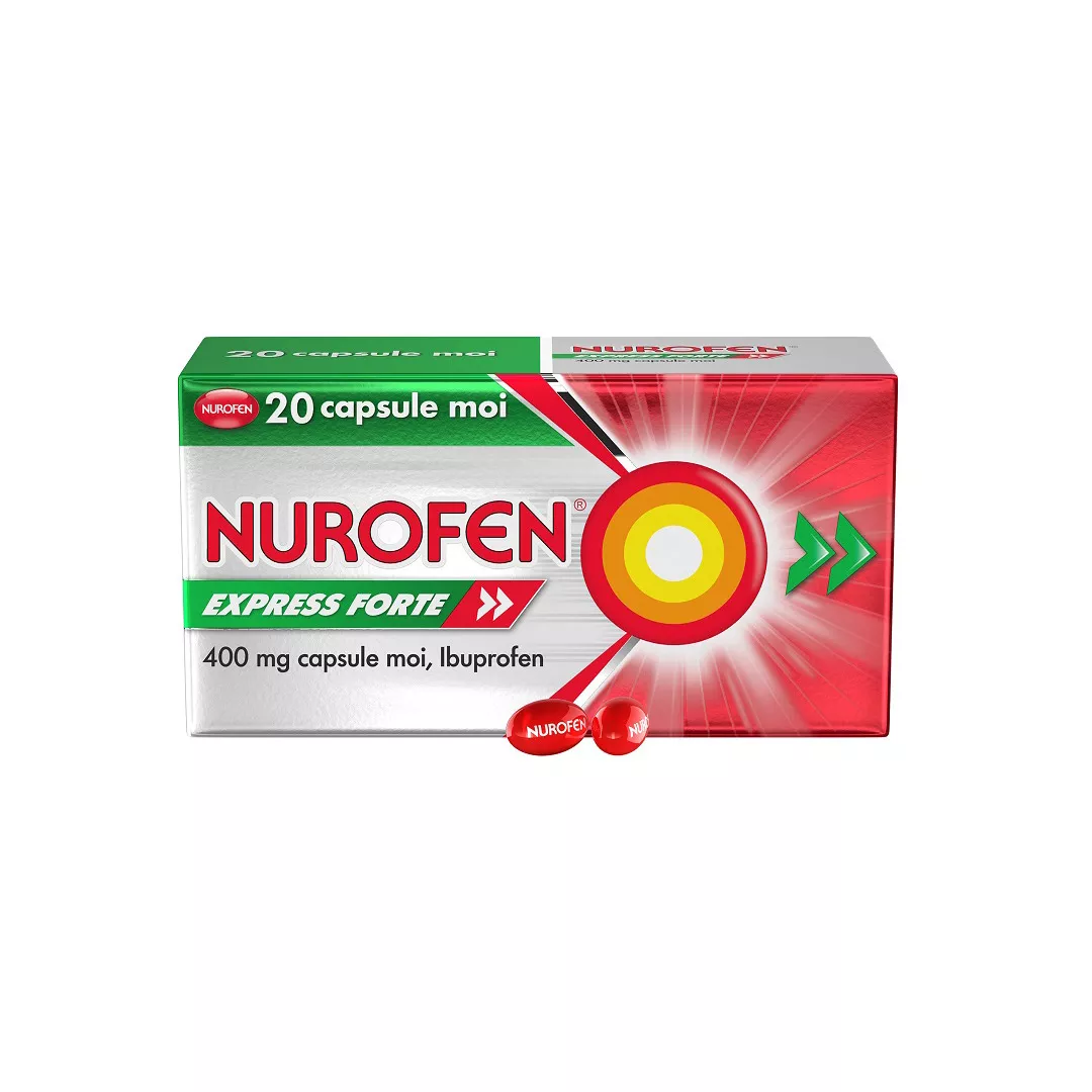 Nurofen Express Forte, 400 mg, 20 capsule moi, Reckitt Benckiser, [],https:farmaciabajan.ro