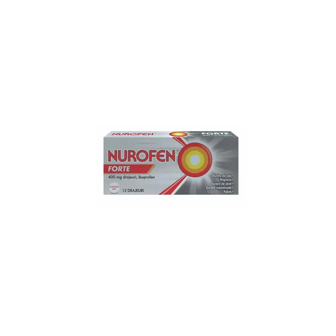 Nurofen Forte 400 mg, 12 drajeuri, Reckitt Benckiser, [],https:farmaciabajan.ro