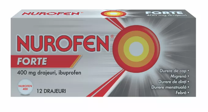 NUROFEN FORTE 400mg X 12 DRAJ. RECKITT BENCKISER HE CUTIE X 1 BLIST. AL/PVC X 12 DRAJ., [],farmaciabajan.ro