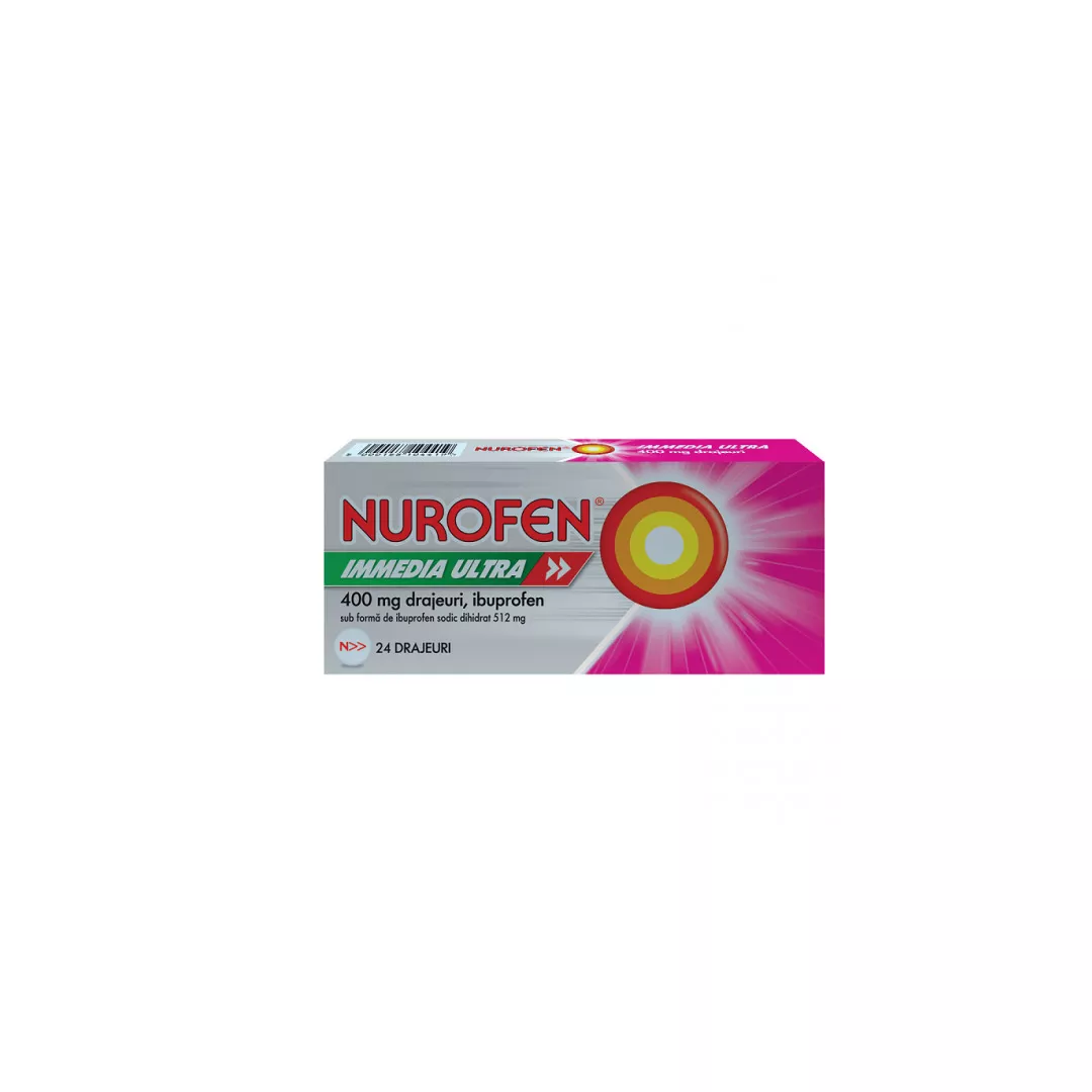 Nurofen Immedia Ultra 400 mg, 24 drajeuri, Rockitt Benckiser Healthcare, [],https:farmaciabajan.ro