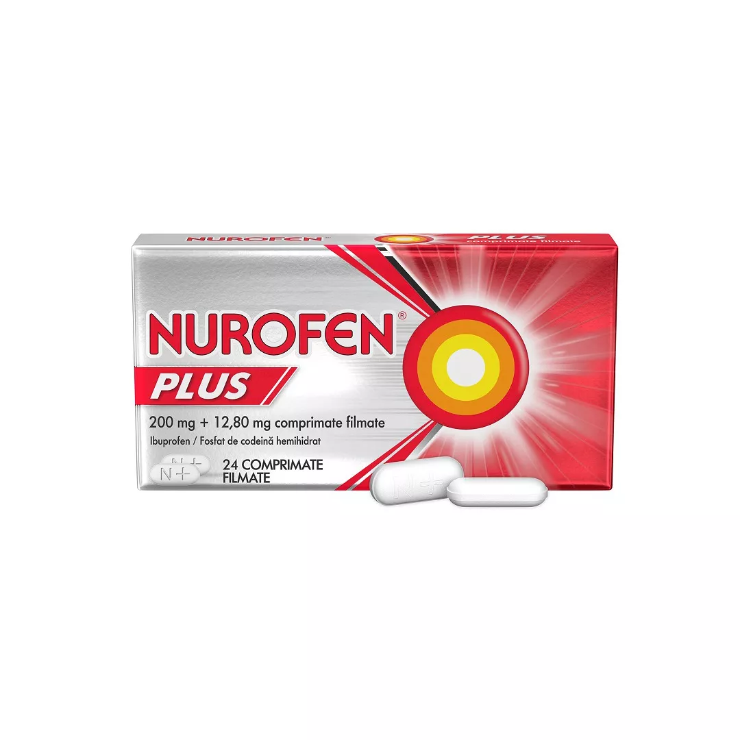 Nurofen Plus, 24 comprimate filmate, Reckitt Benckiser Healthcare, [],farmaciabajan.ro