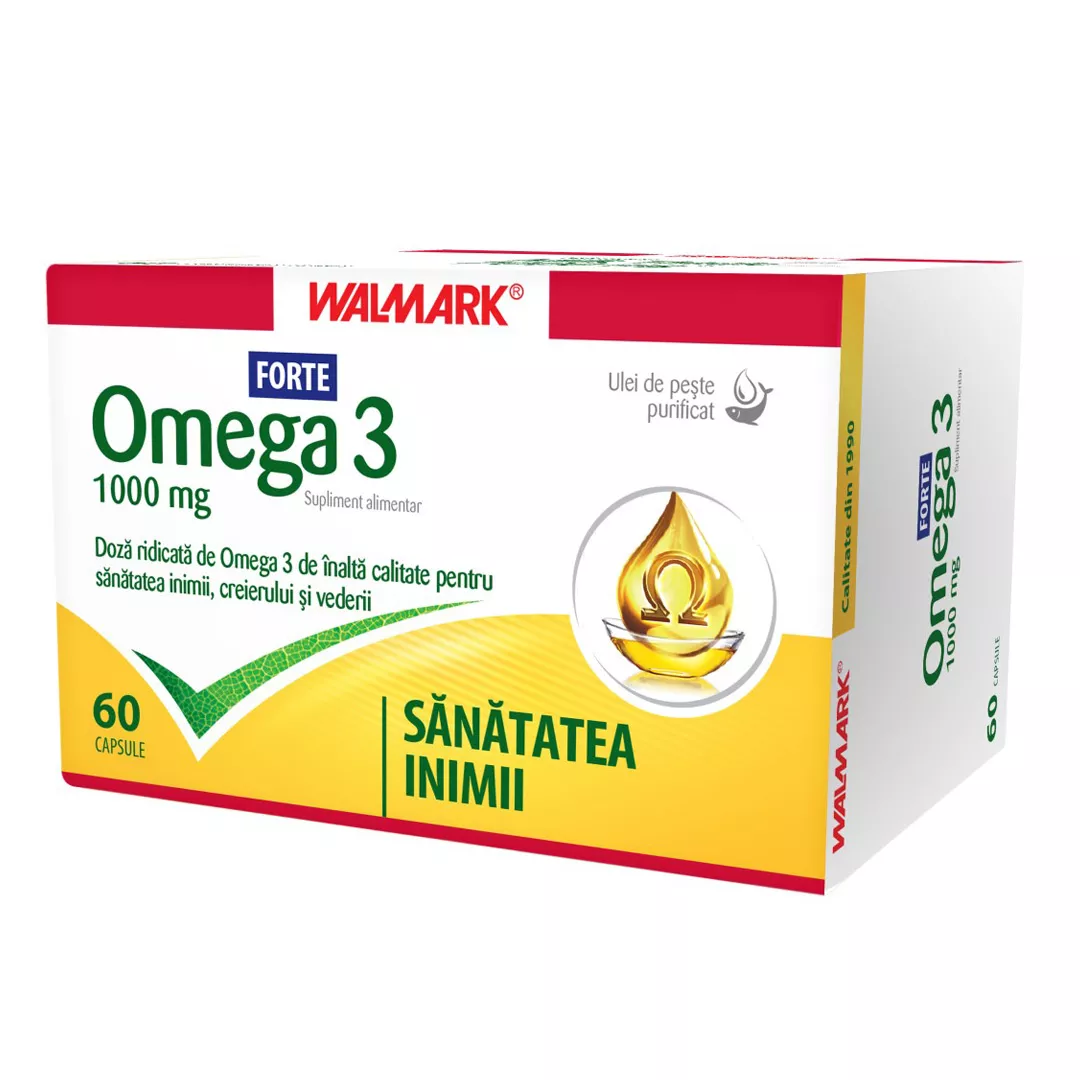 Omega 3 Forte 1000 mg, 60 capsule, Walmark, [],https:farmaciabajan.ro