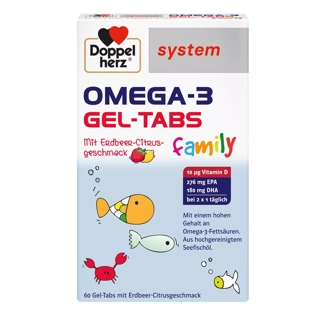Omega 3 Gel Tabs Family, 60 comprimate masticabile moi, Doppelherz, [],farmaciabajan.ro
