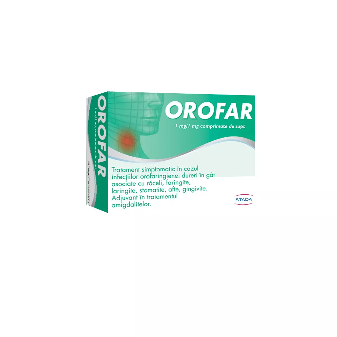 Orofar, 1 mg/1 mg, 24 comprimate de supt, Stada, [],farmaciabajan.ro